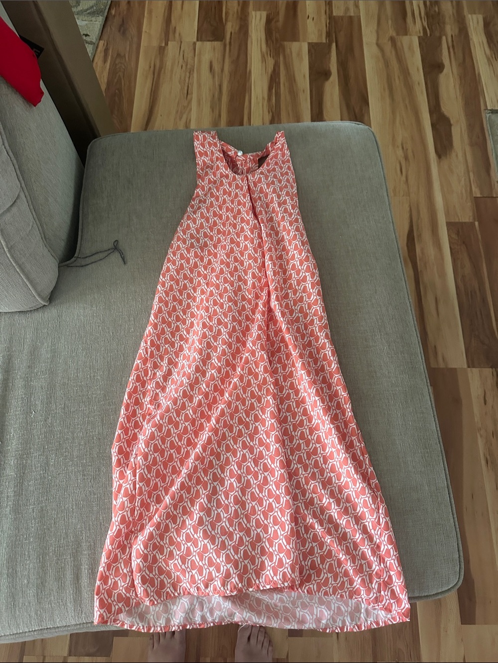 Coral Printed Sleeveless Maxi Dress
